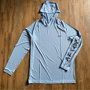 Aftco Samurai Hooded Fishing Shirt Light Blue Size Medium